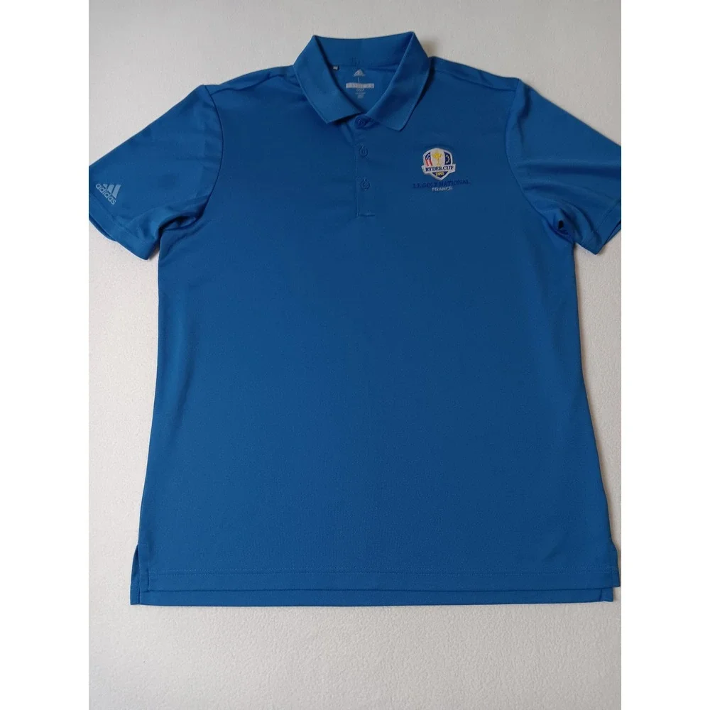 Adidas Golf Mens 2018 Ryder Cup Le Golf National France Polo Shirt Blue Large